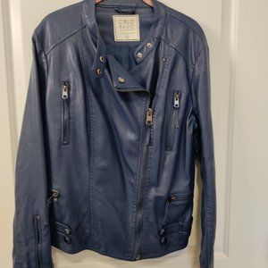 REAL LEATHER BLUE LEATHER JACKET NWOT